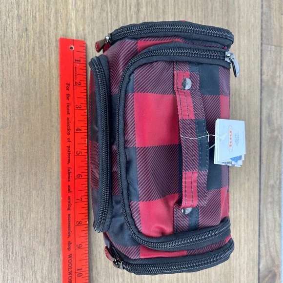 LUG Cosmetics Train Case Buffalo Plaid Red Black New Makeup Travel Bag - Picture 10 of 12